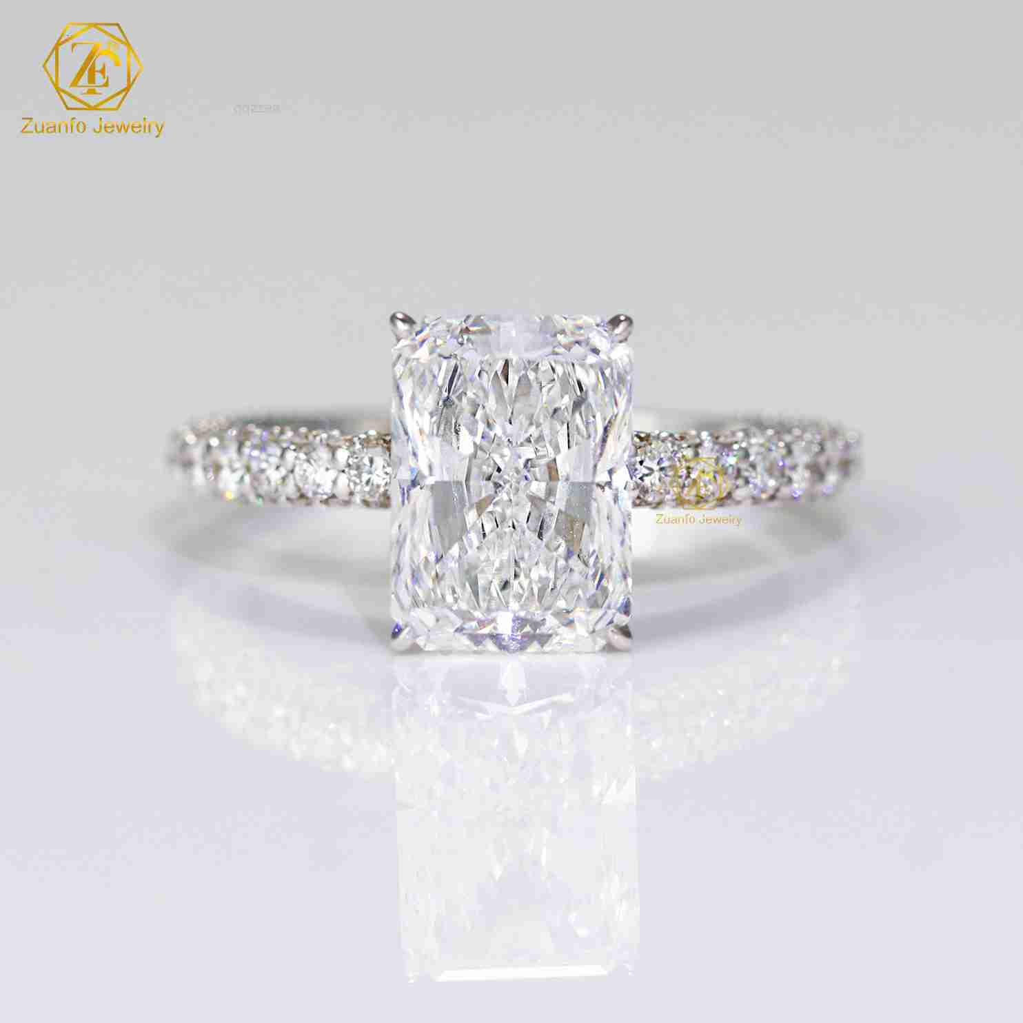 Gia Igi Certified Cvd HPHT Lab Grown Created Diamond Women Ring 14K 18K Solid Gold 3CT Radiant Cut LAB Diamond Engagement Ring