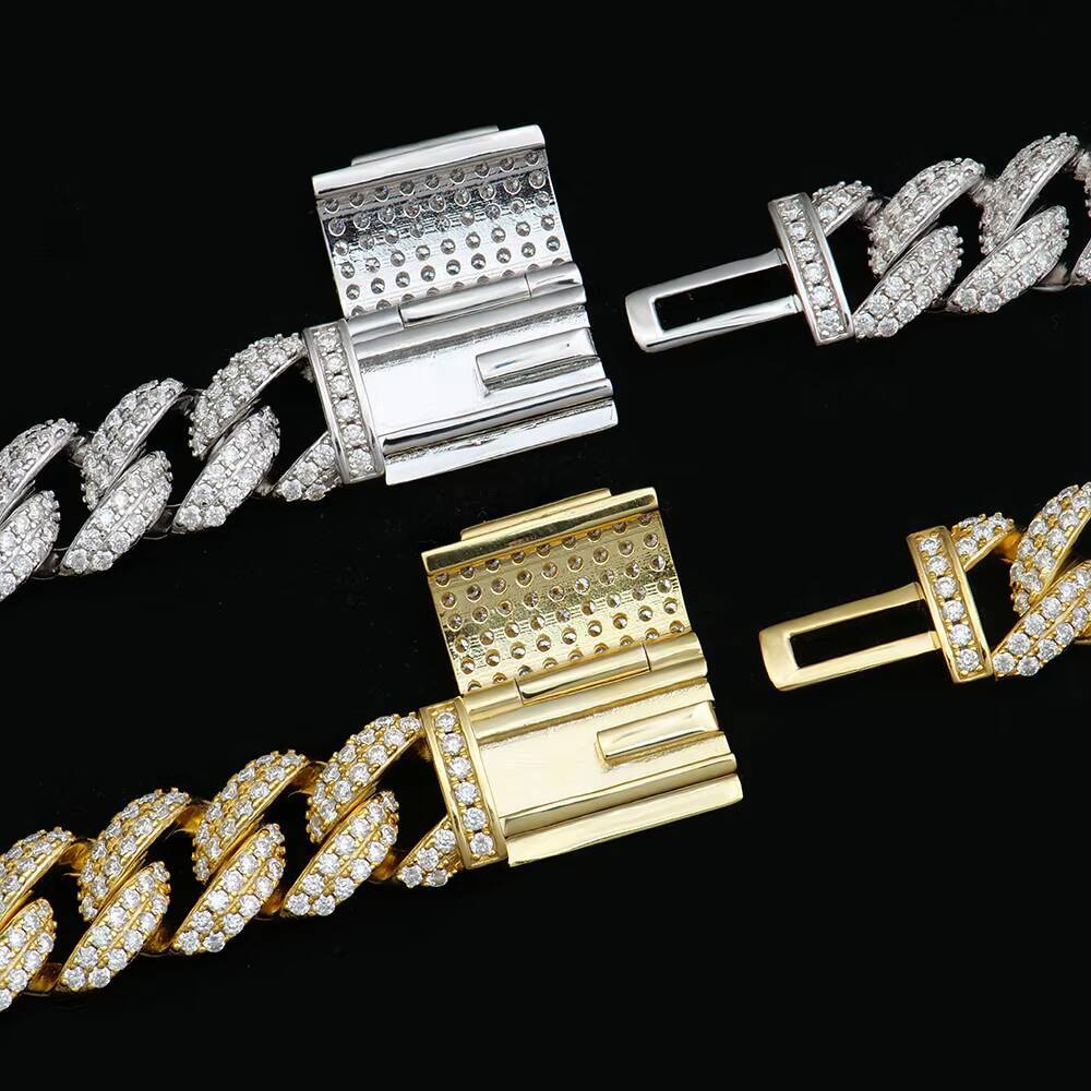 925 Sterling Silver Moissanite Cuban Necklace 8mm Iced Out Arc Cuban Link Hip Hop Jewelry for Men Silver 925 Cuban Chain