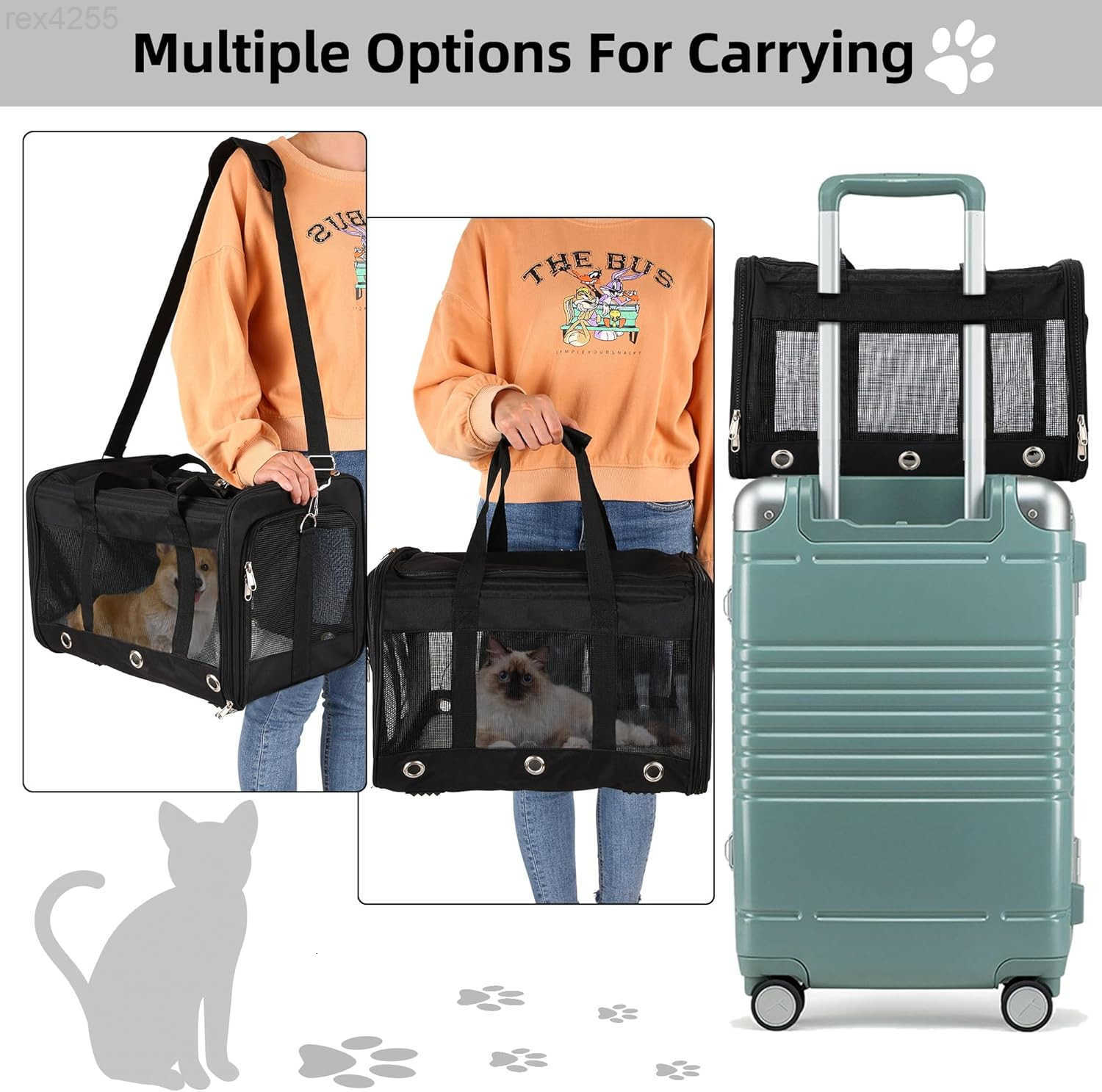 Soft Sided CatDog CarrierCollapsible Pets Travel Carriers for PetPuppy with Shoulder Strap Removable MatMesh Top Load Small DogsCats Carry Bag Up to 1
