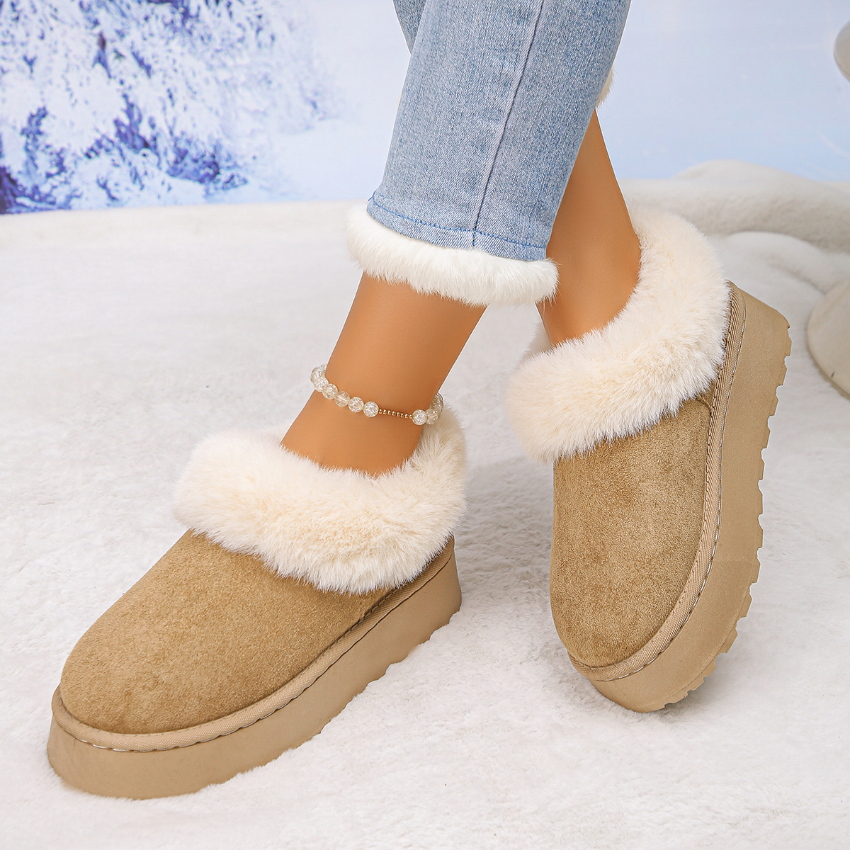 Low-top insulated thick-walled warm snow boots, winter short boots, cotton shoes