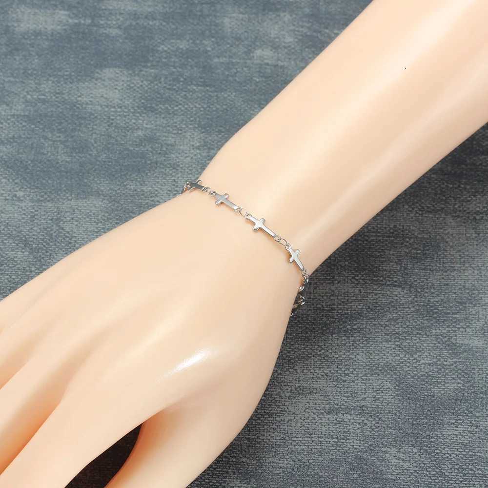 Stainless Steel Chain Bracelet For Women Silver Gold Color Charm Cross Star Female Trendy Jewelry Wholesale 7 8 9 Inch W250904
