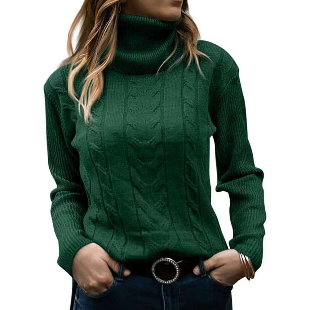 Women's Clothing Autumn And Winter New Solid Color Turtleneck Retro Long Sleeved Sweater Women's Clothing