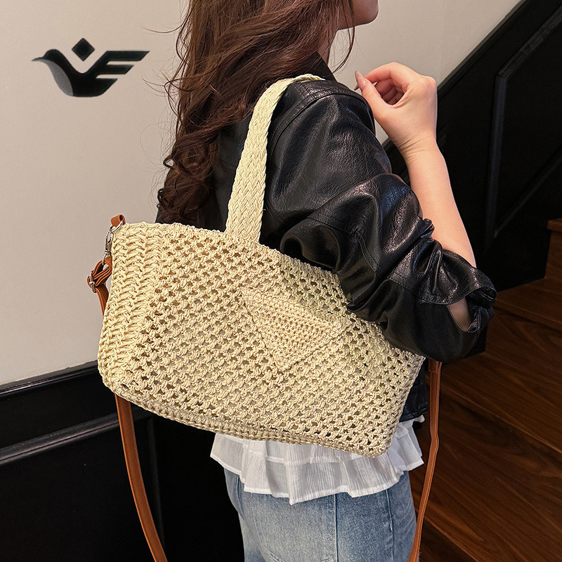 Feiyan Free Shipping New Designer Bag Luxury Shopping Bag Beach Vacation Bag Large Capacity Handheld Straw Bag Casual Simple Hollow Shoulder Bag Versa