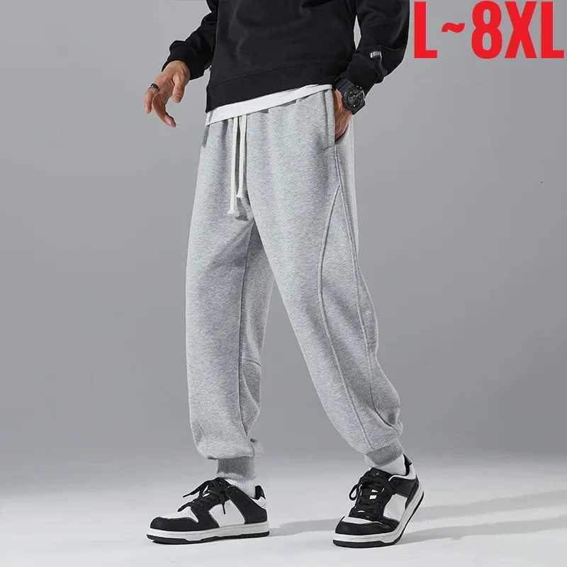 Spring Mens Jogger Pants Elastic Sport Sweatpants Big Size Plus Large 6XL 7XL 8XL Casual Fashion Grey Calf Trouser Autumn CargoXJ250904