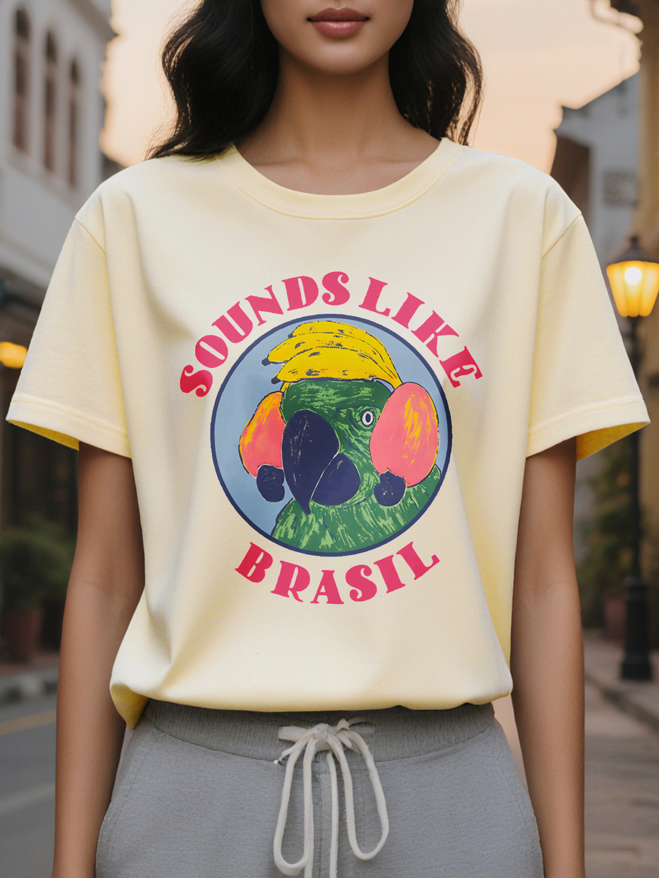 Women's casual letter print T-shirt, round neck, short sleeves, cotton, washable, perfect for summer