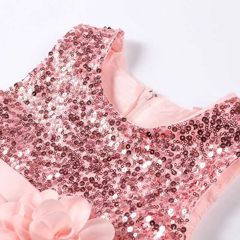 Children Girls Sleeveless Sequins Tulle Princess Dress For Flower Girls Birthday Wedding Party Pageant Communion Elegant Gown Z250904