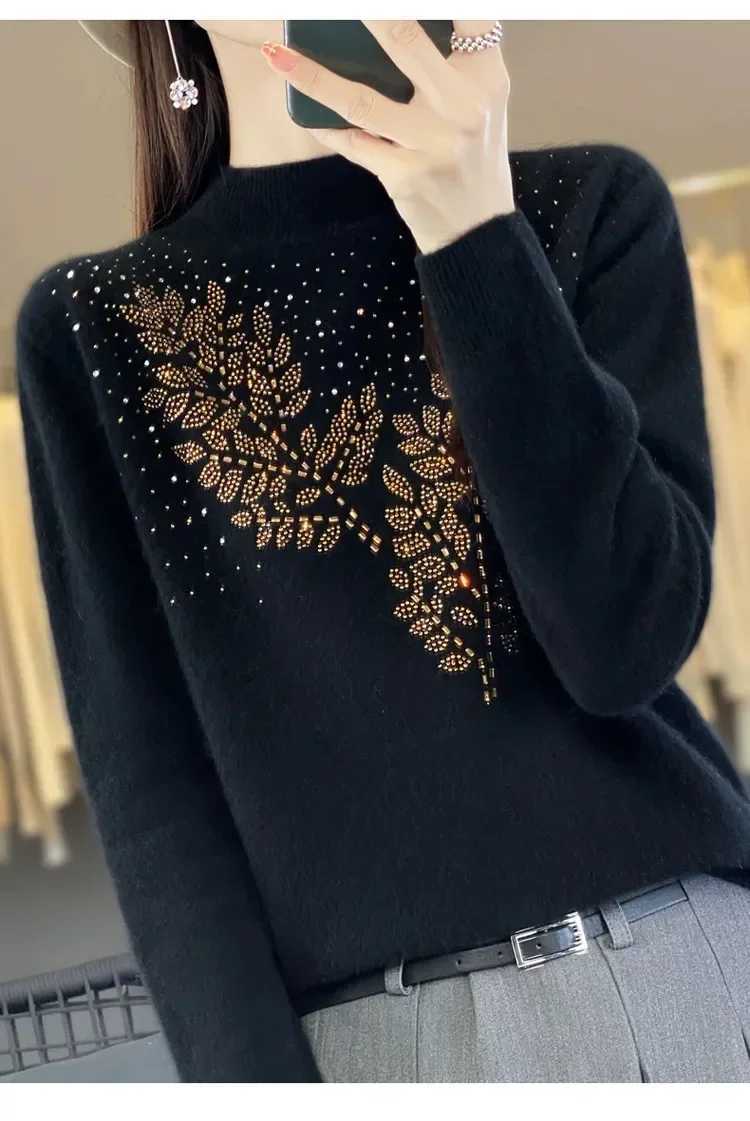Women Sweaters Thick Warm Autumn Winter Mock Neck Fashion Pullovers Long Sleeve Basic Jumper Knit Bottoming Shirt Korean Sweater M250904