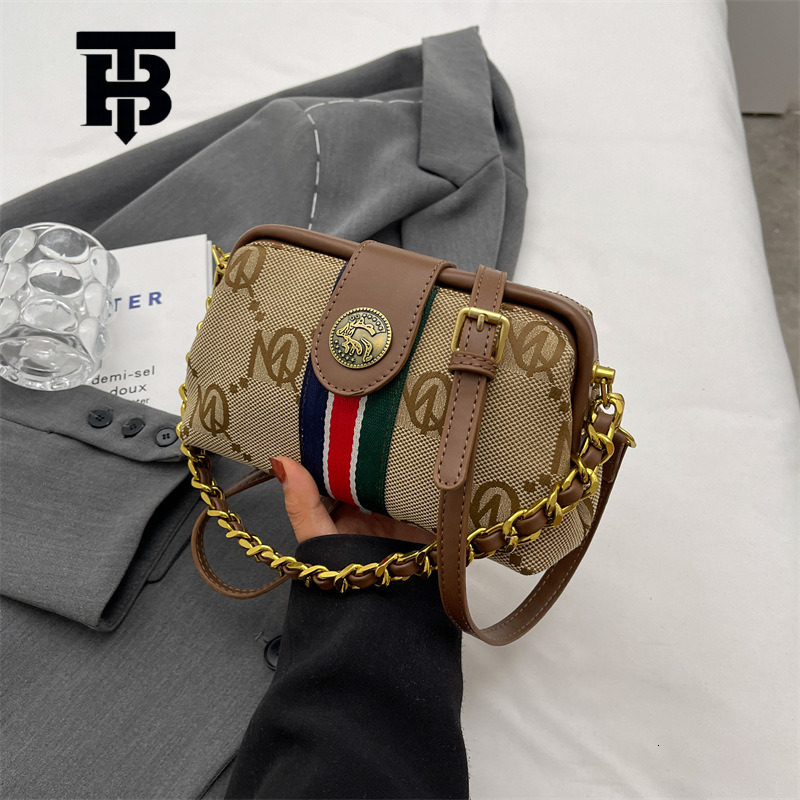 TB BHULAMTE 2025 New Designer s bag Cross-Border Letter Monogram Chain Bag European and American Retro Single Shoulder Clip Bag High-End Versatile Cro