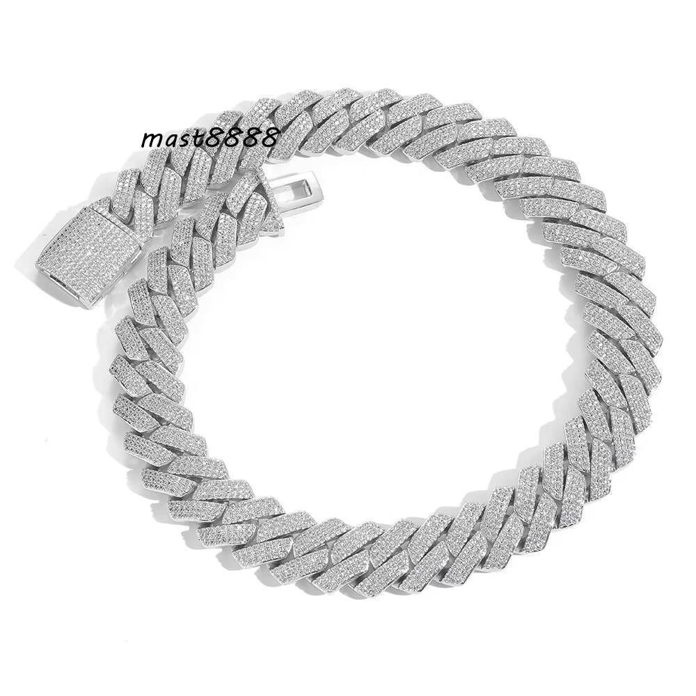 20mm Chunky Miami Cuban Link Necklace Mens Hip Hop Brass Iced Out Jewelry with Diamond Zircon for Weddings Parties