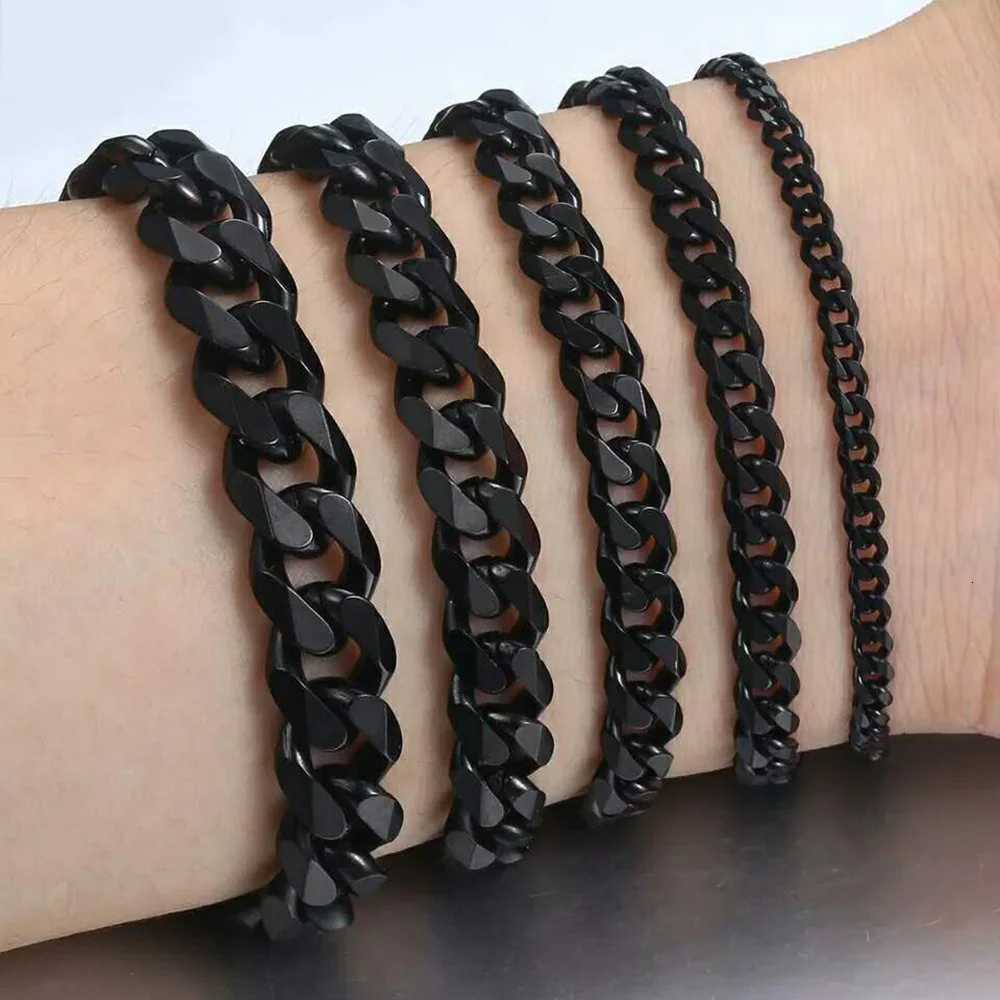 891113mm Stainl Steel SixSide Chain Black Color Men Women Bracelet Jewelry Couples Gift Wholesale Drop ShippingXJ250904