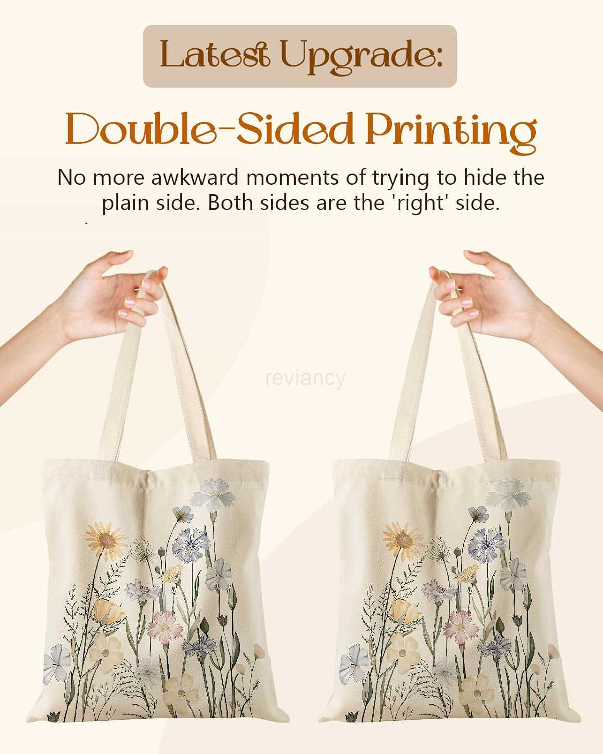 Tote Bag for Girls with Magnetic Buckle and Zipper Inner Pocket for Women Lady Canvas Cotton Tote BagW250904