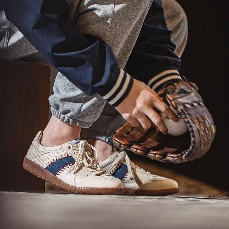 Maden Vintage German Training Baseball for Men's Summer White Casual Running Sports Shoes Outdoor Tennis Lace-up Sneakers ddmysaturn