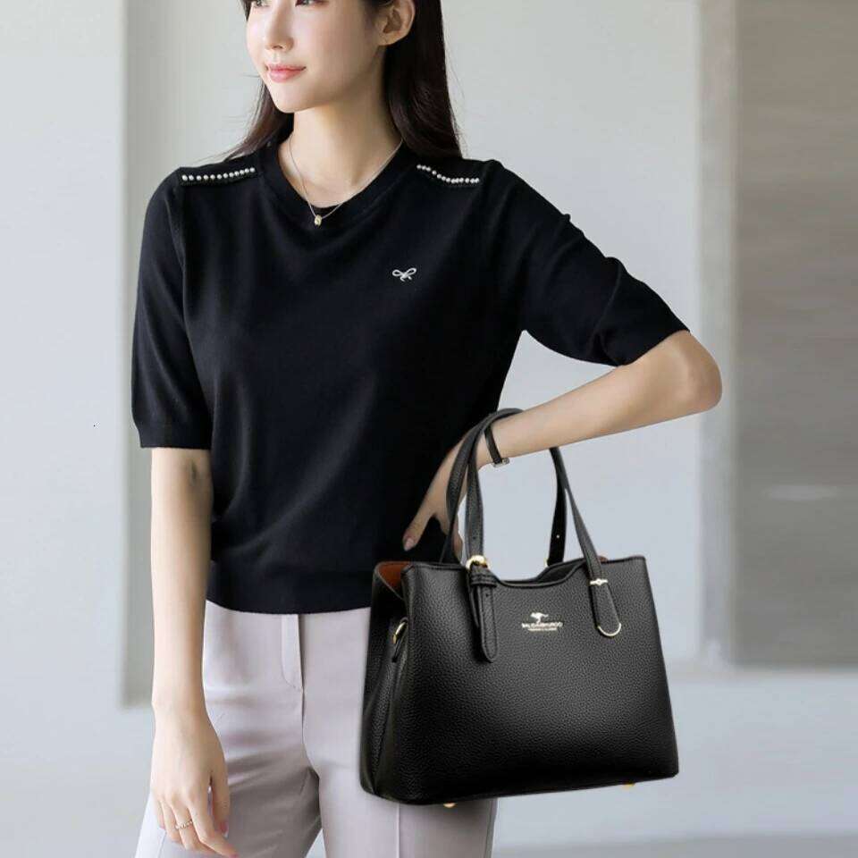 3 Layers Genuine High Quality Pu Leather Casual Tote Handbags Designer Shoulder Crossbody Bags for Women Sac