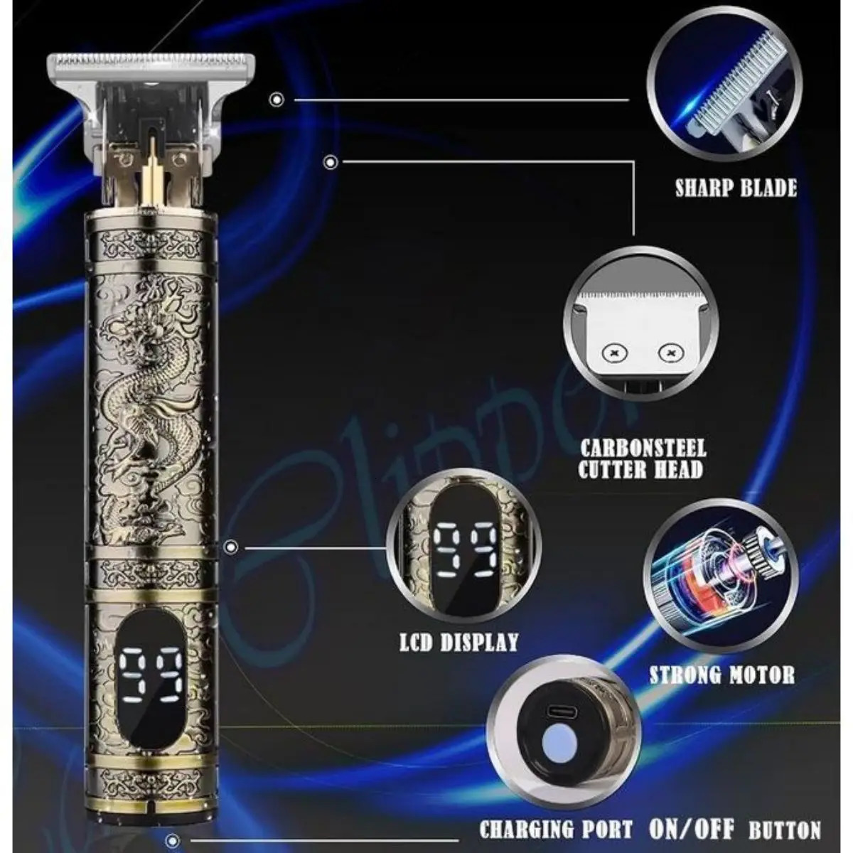 LCD Electric Hair Clipper for Men Oil Shaving Head Pusher Sculpture Shaver Rechargeable Trimmer Hairdressing Set Gifts 250825