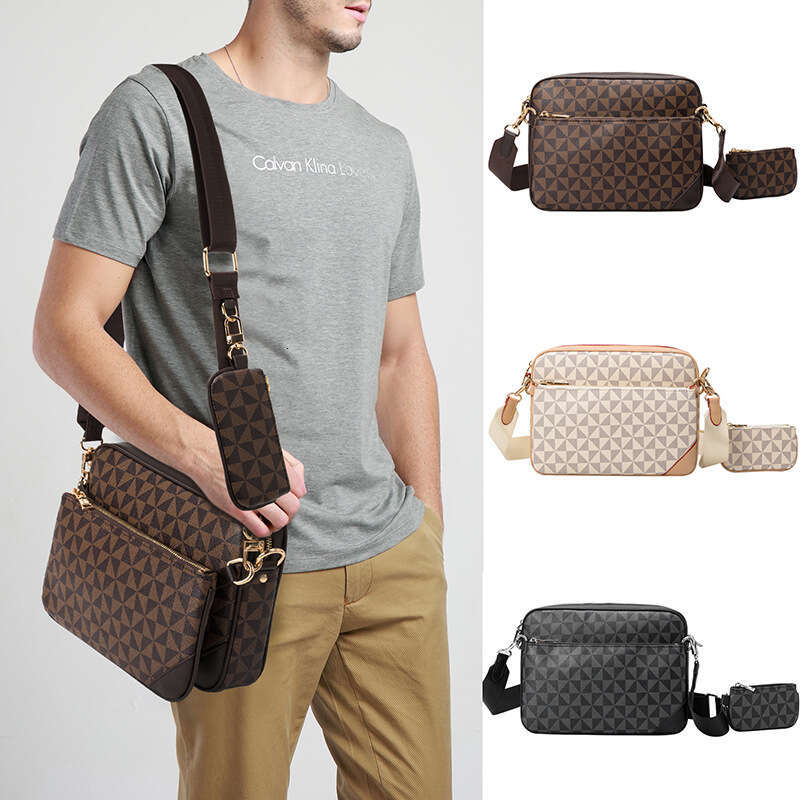 DHpet_wholesale Men's 3-Piece Sling Bag Set - Windmill Pattern Messenger Bag with 8" Laptop Sleeve, Waterproof Crossbody Bag for Business Tr