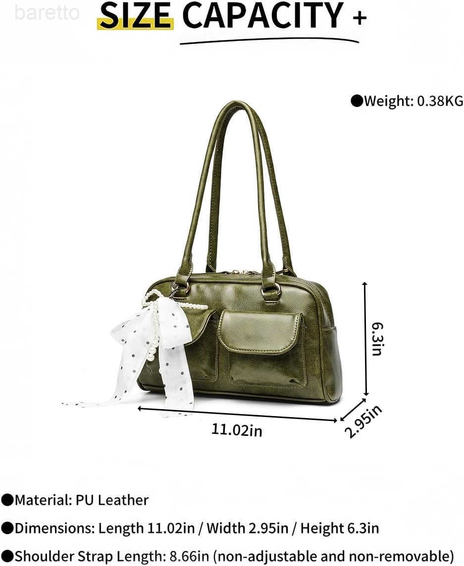 Y2K Shoulder Purses for Women Trendy PU Leather Retro Boston Handbag Lightweight and Versatile for Work and Travel M250904