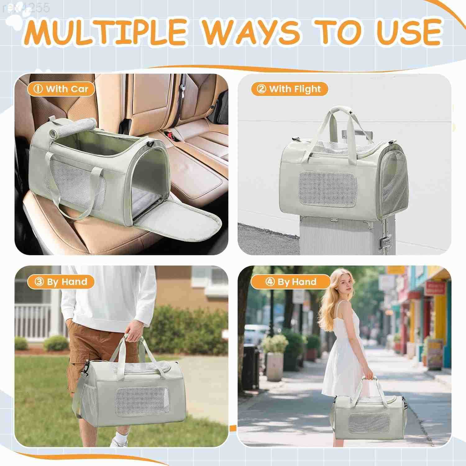 Large Cat Carrier SoftDog Carrier Airline Approved with Soft SidedDog Carriers for Small DogsMesh Pet Carrier Holds up to 20lbsGreenW250904