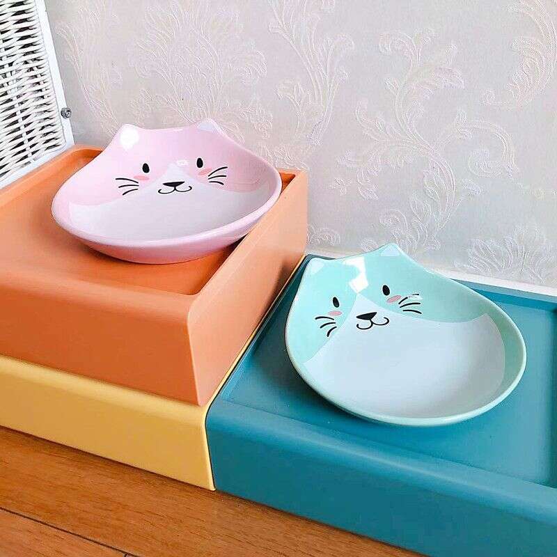 famous brand New Pet Ceramic Fat Face Cartoon Food Cat Dog Bowl Universal Easy to Clean