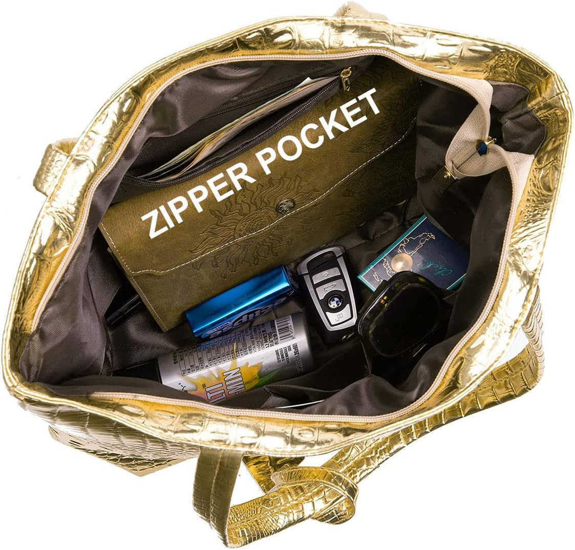 Womens Large Tote Shoulder Handbag Purse Travel Satchel Stylish Fuax Leather Crocodile Hobo Top Handle Bag M250904