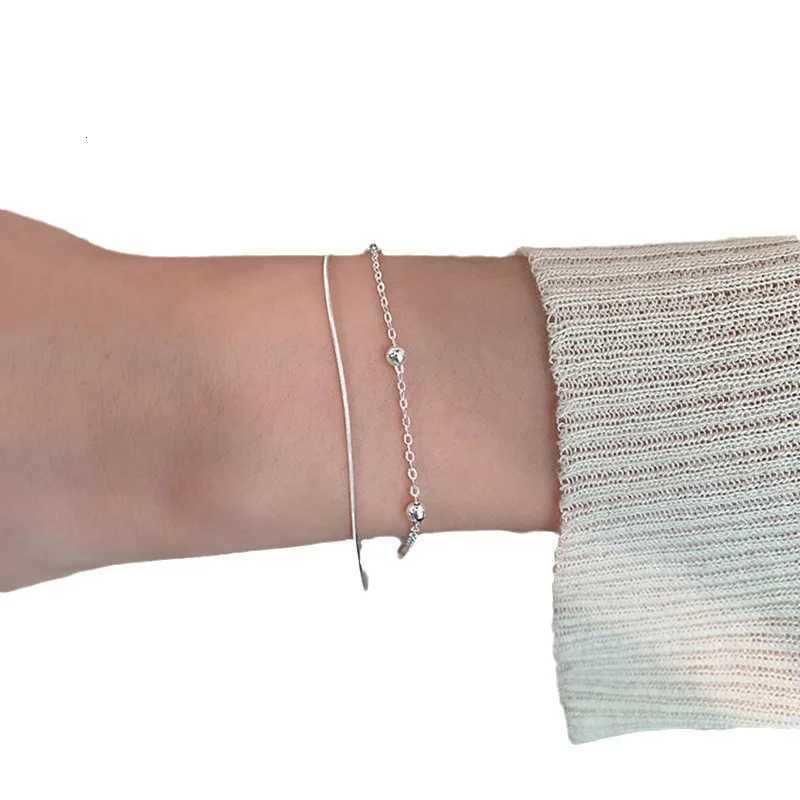 Double layered bracelet for women simple small round bead bracelet student snake bone chain Fashion bracelet jewelryXJ250904