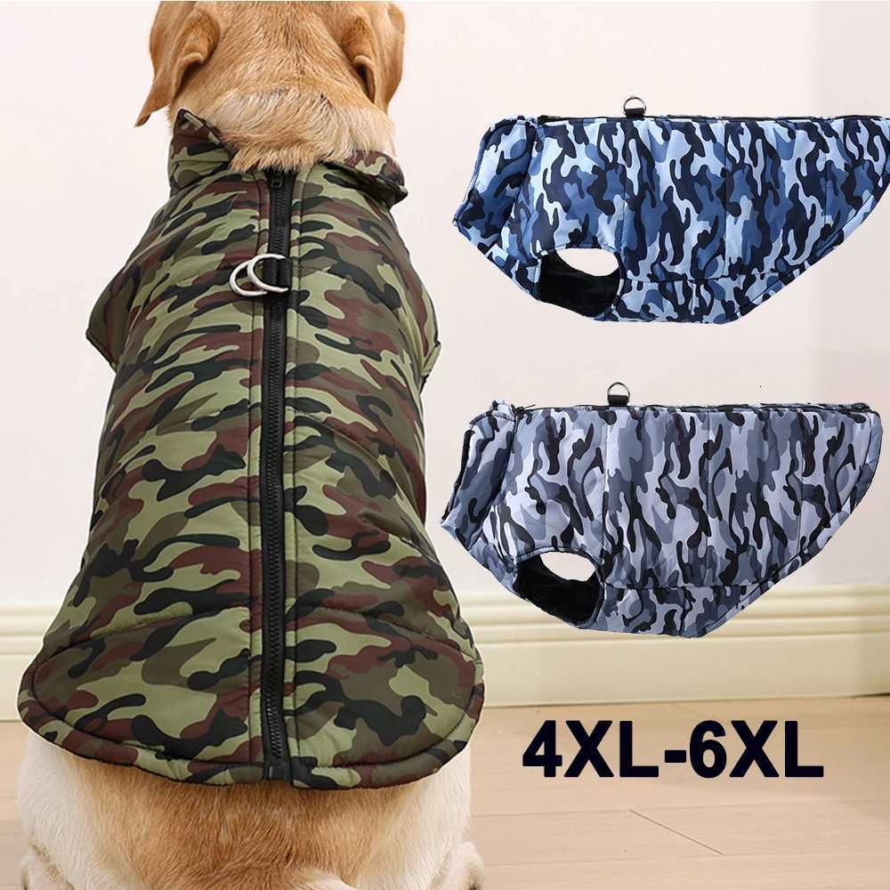 Winter Warm Big Dog Clothes Camouflage Sleeveless Pet Vest et Windproof Large Dog Coat Zipper Dring 4XL6XL Puppy Outfits W250904