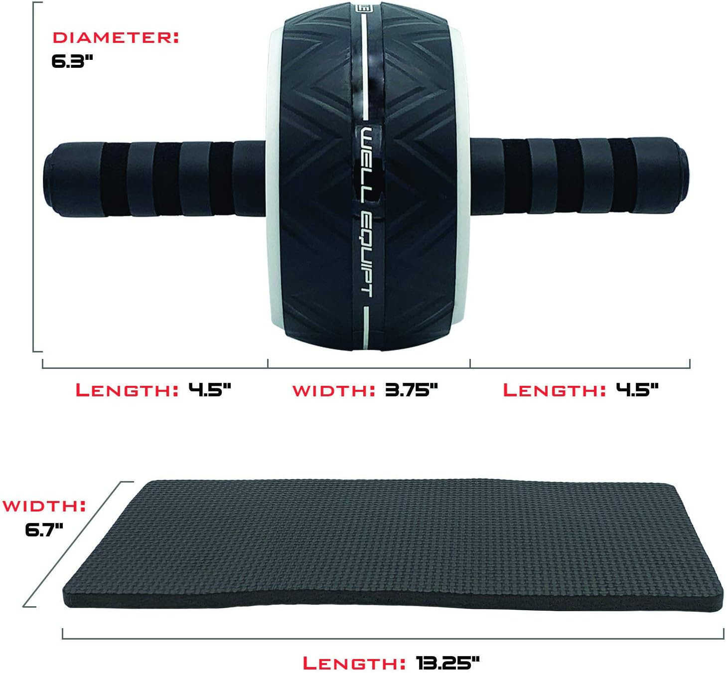 Ab Roller for Abs Workout Ab Wheel Roller for Core Workouts Exercise with our Home Gym Workout Equipment for Men and Women Includes Knee Pad Wellmade 