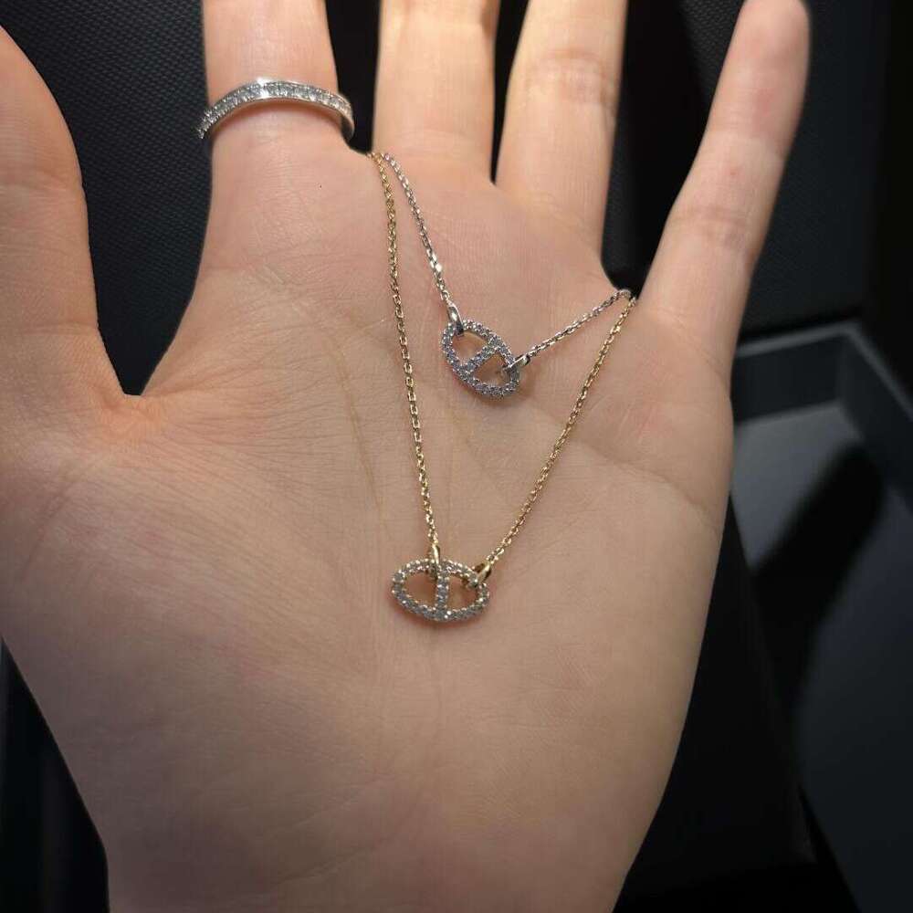 Nose Shiny Inlaid Collarbone Chain Girlfriend Gift Color Necklace Gold Circle Shape