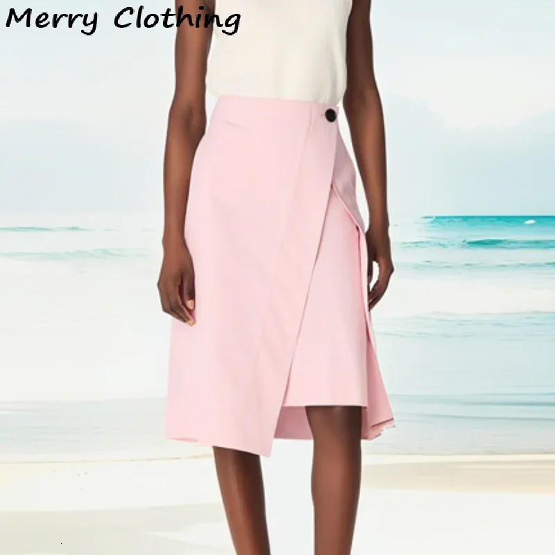 Elegant Pink 2 Pieces Coat Sets Women Detachable Collar Jacket Asymmetrical Skirt Suit Pink Suit Office Lady Twopiece Set 250904