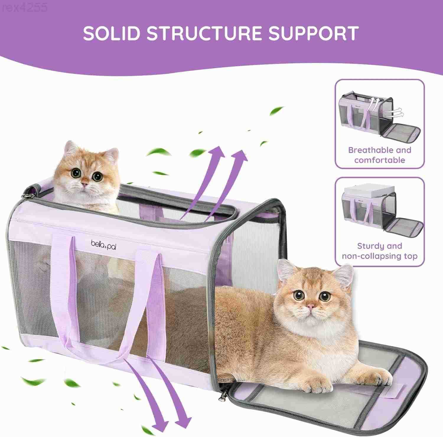 Cat Carrier Travel Bag Airline Approved Lightweight Cat Carrier Soft Sided Pet Carrier for Puppy Dogs Up to 18lbs Collapsible Kitten Bag with Removabl