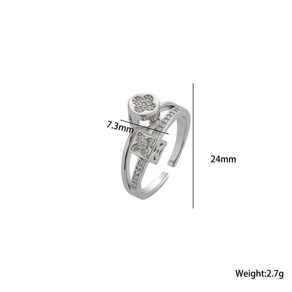 DH collections Korean Dongdaemun - inspired Double - layer Micro - inlaid Cubic Zirconia Ring for Women. This minimalist