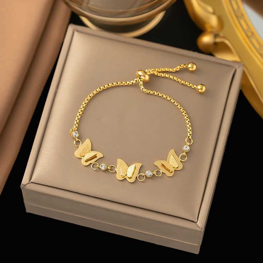 316 Stainless Steel Gold Color Charms Bracelet For Women Vintage Rustproof Girls Wrist Jewelry Party Wedding Gift Y250904