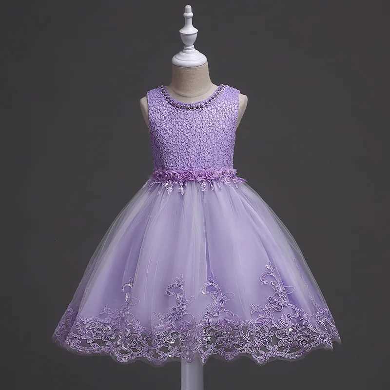 clearance childrens purple dress childrens beaded princess wedding dress fluffy skirt summer girl vest mesh skirt ages Z250904