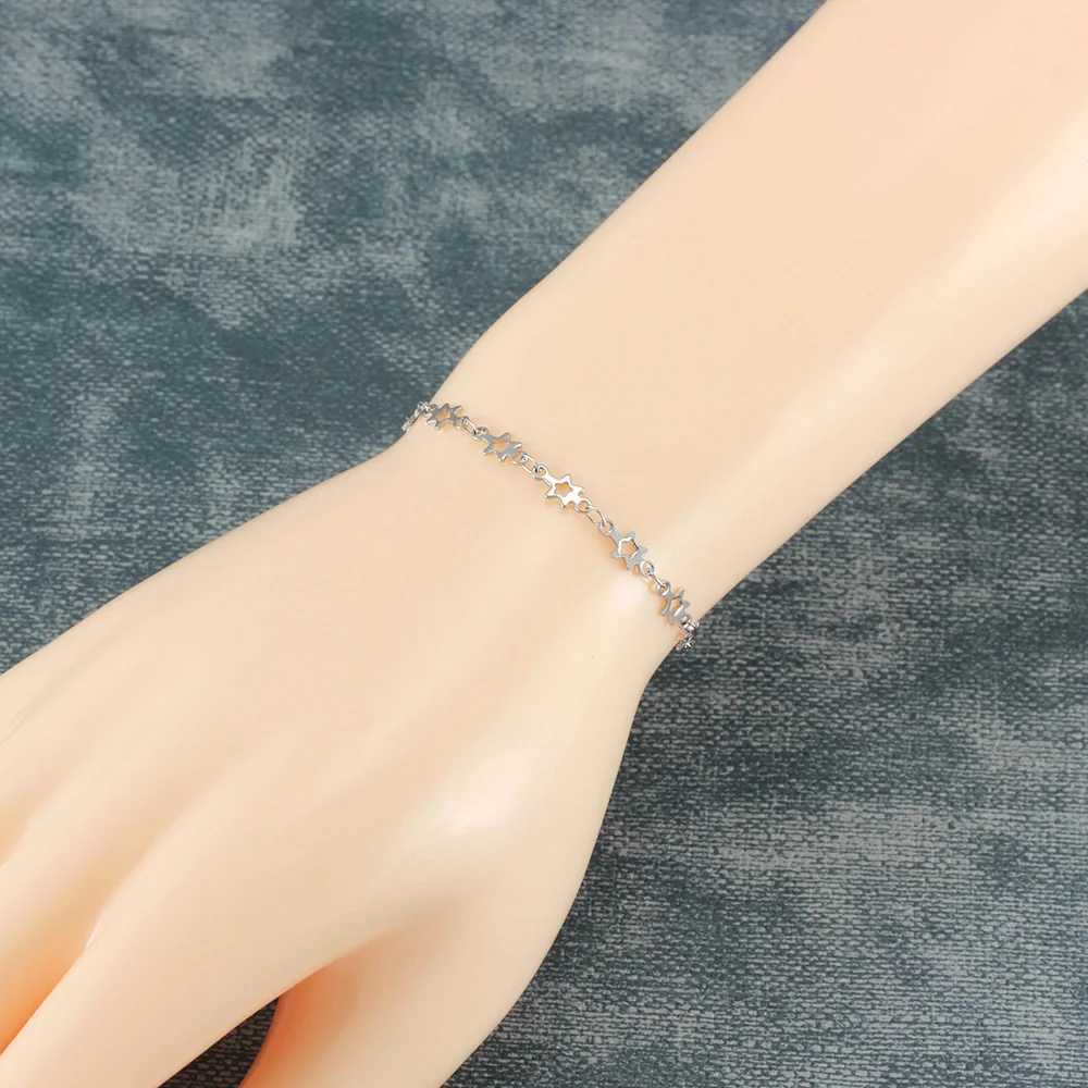 Stainless Steel Chain Bracelet For Women Silver Gold Color Charm Cross Star Female Trendy Jewelry Wholesale 7 8 9 Inch W250904