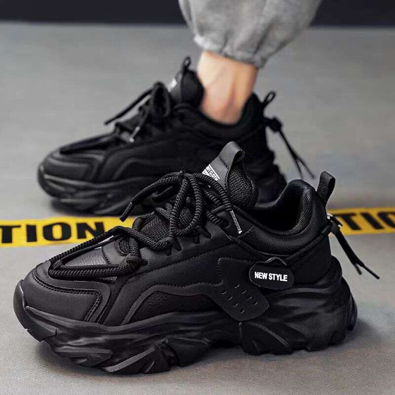 Warrior Men's Shoes Summer Breathable Trendy Brand Versatile Casual Running Sports Thick Sole Inner Black Dad Sneakers