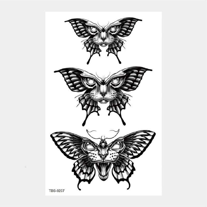 Black Animal Mandala Flower Disposable Tattoo Sticker TBS Series