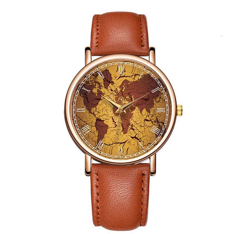 Personality Ladies Girls Wristwatch World Map Leather Quartz Watch High Quality Simple Casual Quartz Waterproof Watch X250904