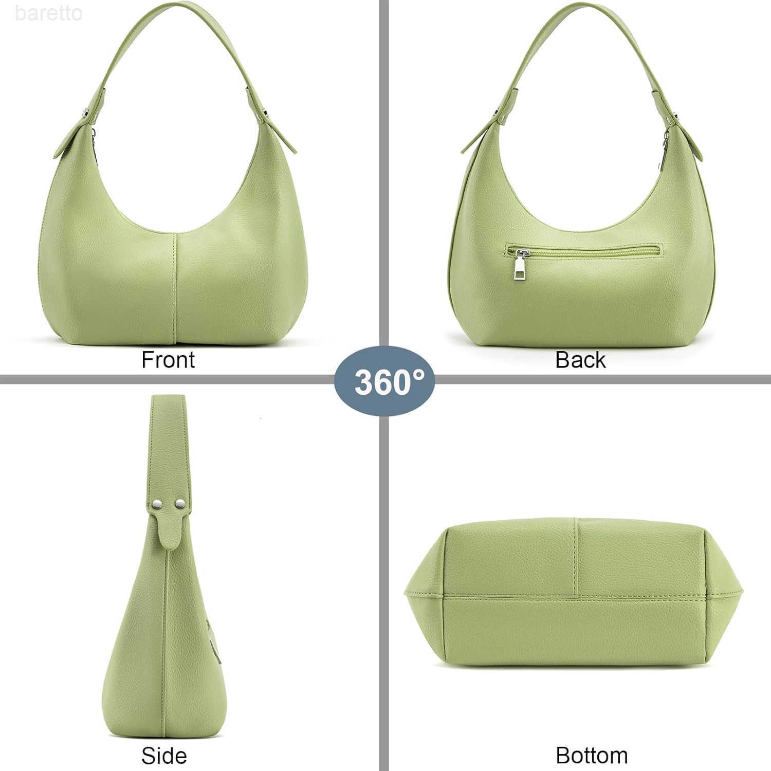 Crescent Shoulder Bags for Women Vegan Leather Hobo Handbag Slouchy Tote Purses M250903