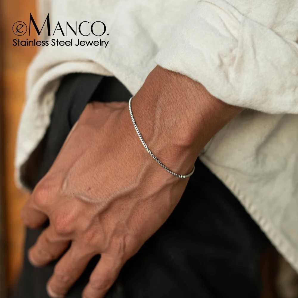 eManco Charm for Women Jewelry Gifts Minimalist Mens Bracelet Support Wholesale Silver Color Stainless Steel Box Chain Bracele W250904
