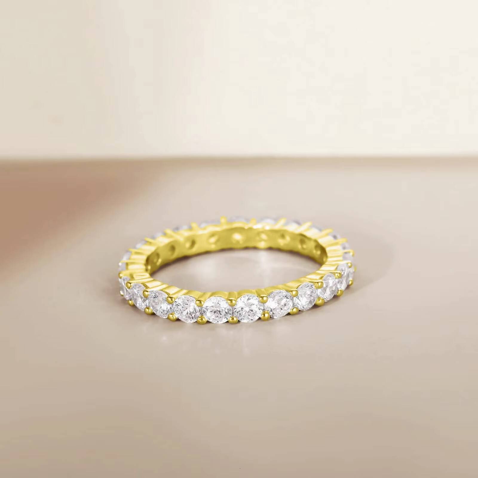 Wholesale 3mm 925 Sterling Silver Wedding Band Round Moissanite Full Eternity Stackable Engagement Ring for Women