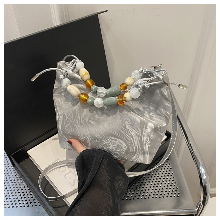 New Women s Crossbody Bag Handbag New Fashion Niche Solid Color Autumn New Designer Bag Bead Handheld Women s Shoulder Bag