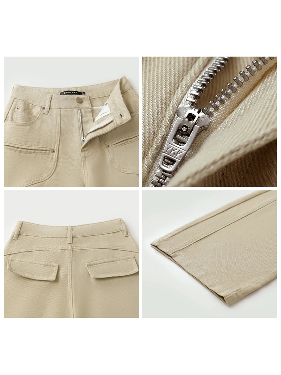 CHIC VEN Women Jeans Solid Loose Casual Split Wide Leg Denim Pant Workwear Female Trousers Spring Autumn 2025 250823