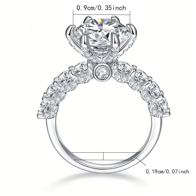 3 Carats Real Big Moissanite Engagement Ring for Women 925 Sterling Silver Rhodium Plated Fine Jewelry