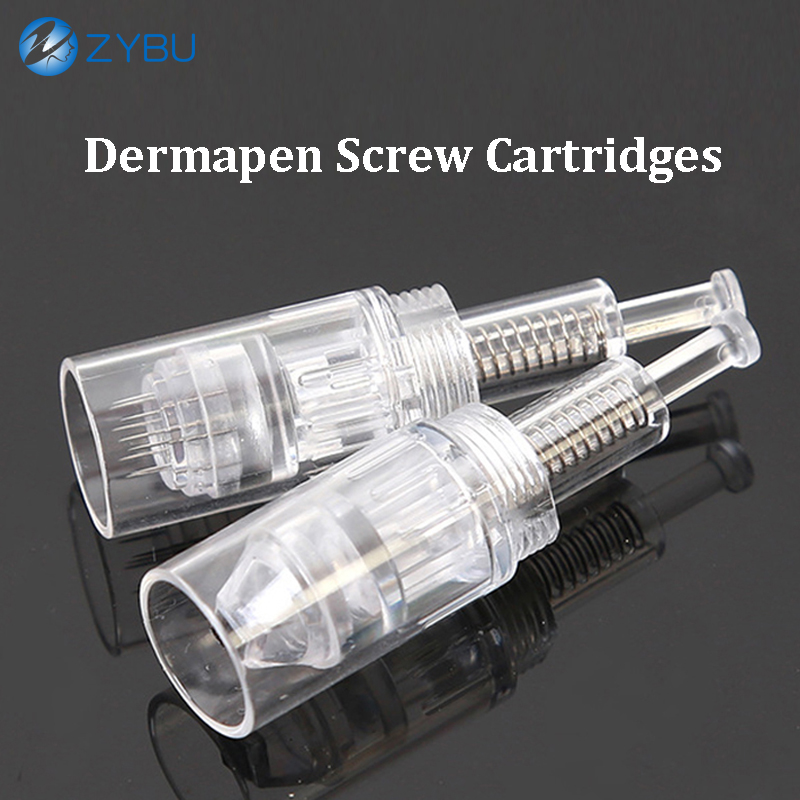 100 PCS Derma Pen Accessories Screw Cartridge Replacement Microneedling Tattoo Needles For MTS Meso Therapy 12/24/36/42 Pins Nano Round 3D 5D Dermapen