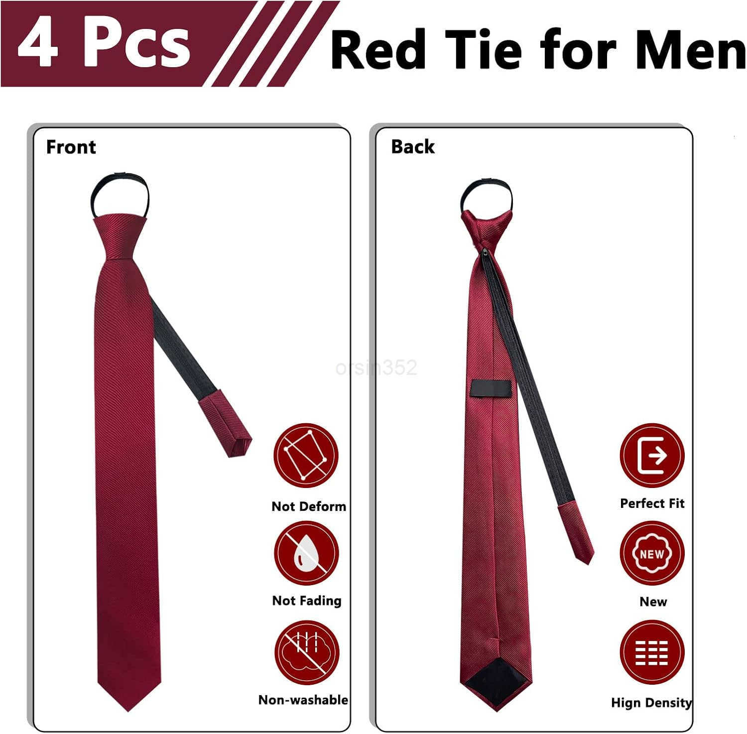 Mens Pretied Adjustable Tie Solid Color 315 Zipper Ties Neckties for Wedding Business Graduation SchoolW250904
