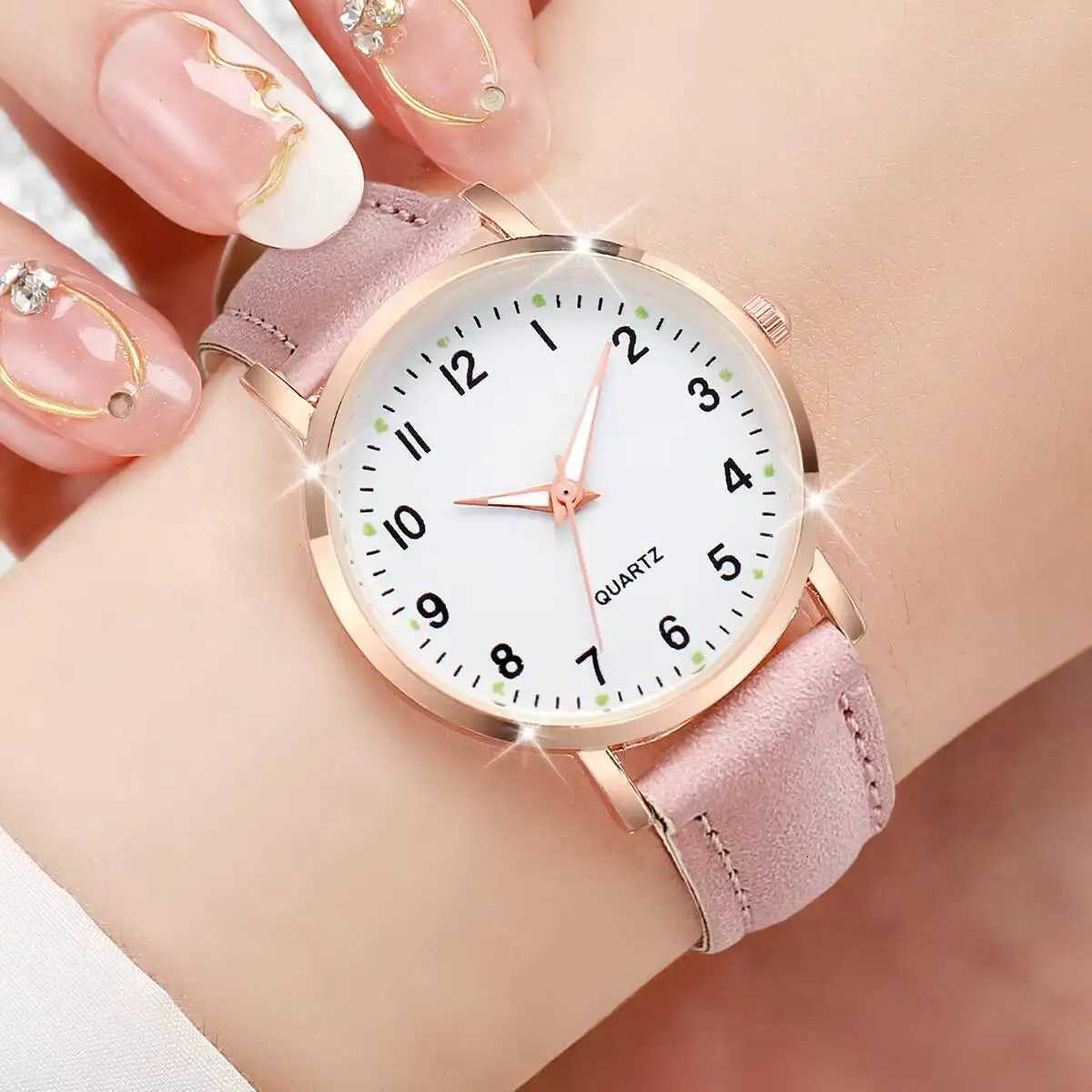1345PCS Fashion Arabic Dial Wen Quartz Watch Casual Leather Strap Wristwatch for Girls Clock GiftWithout Box X250904