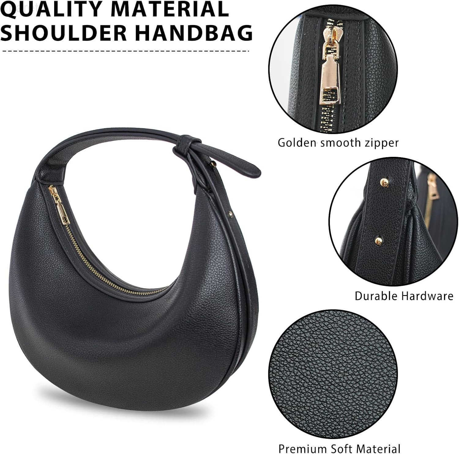 Women Crescent Shoulder HandbagLarge Capacity Crossbody Hobo Purse Trendy Crescent Bag Clutch Handbag with Adjustable Strap M250903