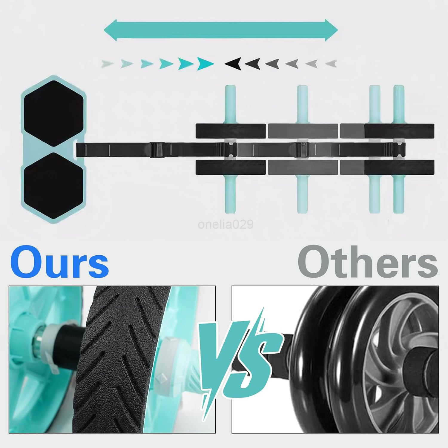 2025 New DoubleWheel Ab Roller for Core Training Rebound Design with Adjustable Elastic Band Silent NonSlip Wheels Detachable Build Knee Pad Bands Hom