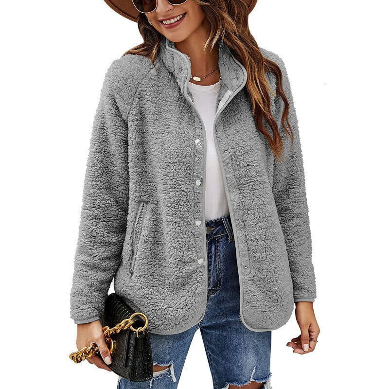Women's Clothing Autumn Winter New Furry Jacket Coat Single-Breasted Casual Top