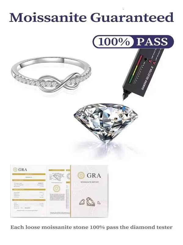 Brand New Moissanite Engagement Ring Eternity Round Brilliant Cut VVS Moissanite Diamond Band Ring