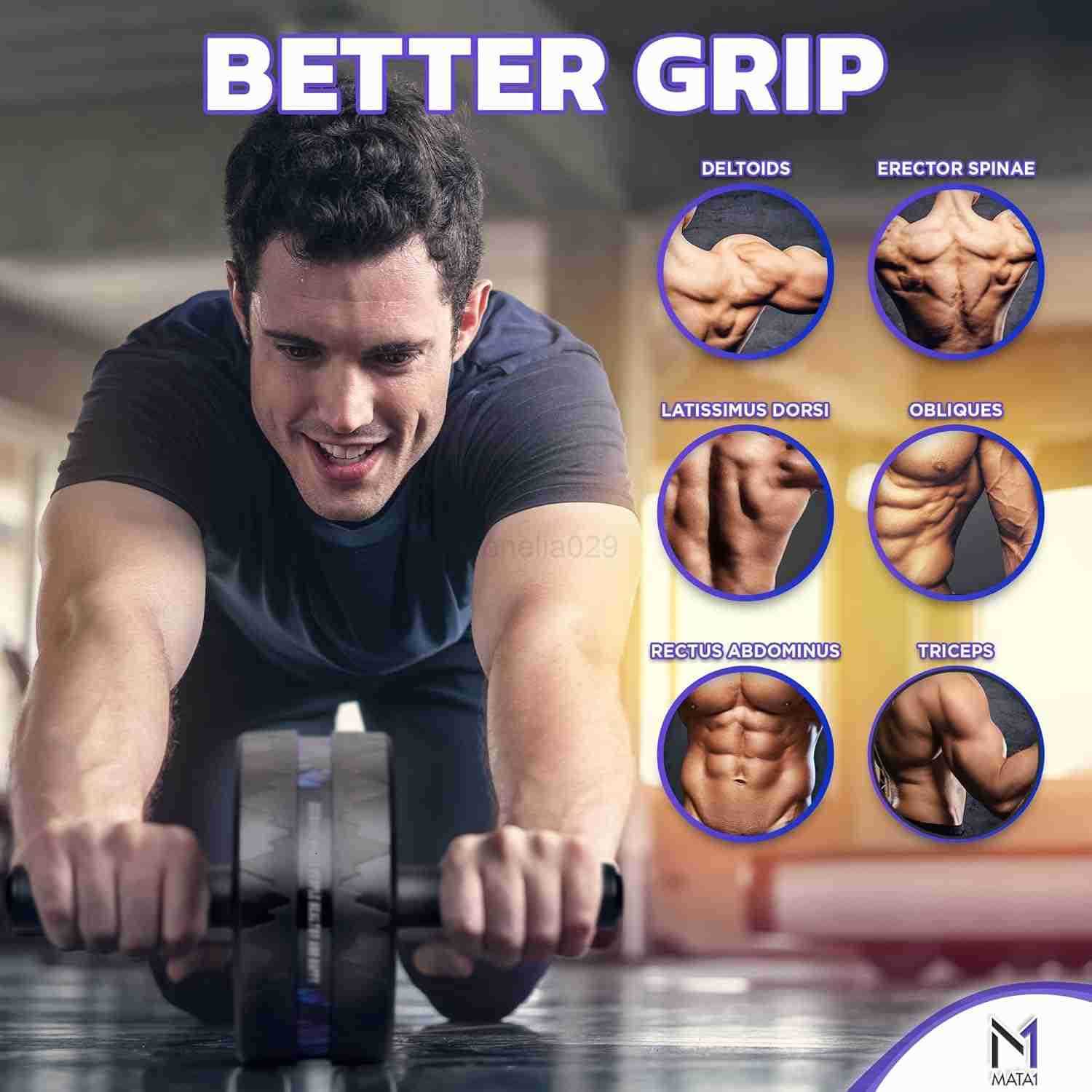 Ab Roller Wheel Abs Workout Machine Perfect for Core Abdominal Strength Training Exercise Wheels for Home Gym wKnee Pad Fitness Equipment for Sports W